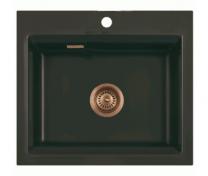 Lavabo Kara 57 keramik k�kkenvask - Mat sort m/kobber afl�b