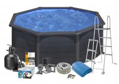 Swim & Fun Pool Basic 132 �350 cm, Sort grafit