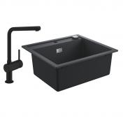 Grohe K700 k�kkenvask i komposit m/Minta k�kkenvandhane i mat sort