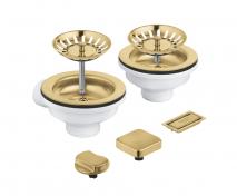 Grohe afl&oslash;bss&aelig;t til k&oslash;kkenvask m/skyllesk&aring;l inkl. drejeknap - B&oslash;rstet cool sunrise