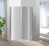 Nortiq afrundet brusehj�rne 90x90 - Klar glas/krom