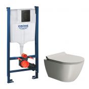 GSI Pura Cenere 50 toiletpakke inkl. s�de m. softclose, cisterne og mat sort betjening