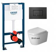 Duravit Me by Starck Compact Rimless - Hvid mat m/wondergliss toiletpakke inkl. s�de m/soft-close, mellem cisterne og mat sort betjening