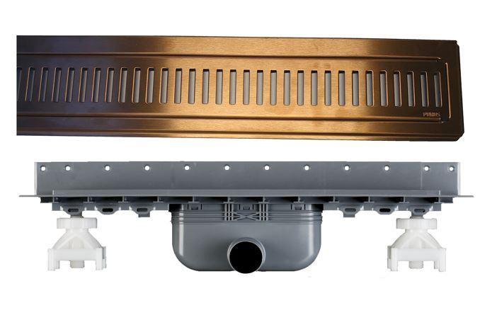 Purus Line RIB afl&oslash;bspakke 800 mm - vandret - B&oslash;rstet kobber