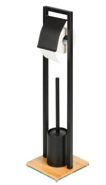 Wenko Bambusa toiletb&oslash;rste og toiletpapirholder t/gulv - Sort/bambus