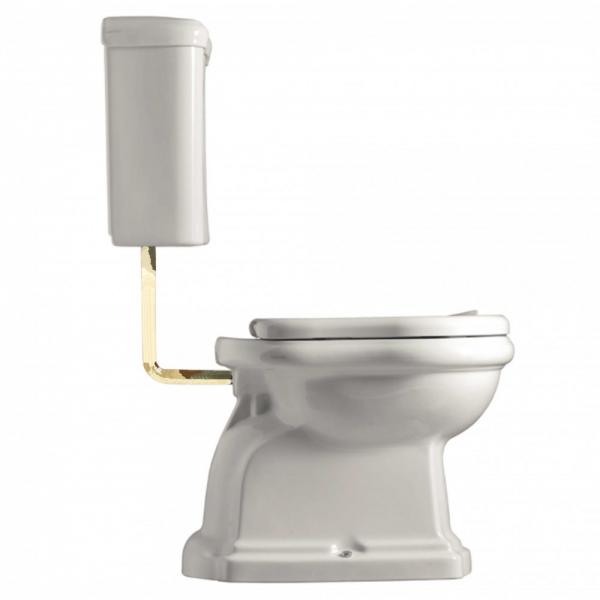 Lavabo Retro Low toilet med messing r&oslash;r og P-l&aring;s - Blank hvid