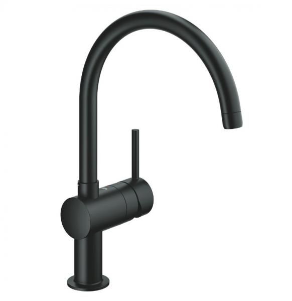 Grohe Minta k&oslash;kkenarmatur m/svingtud - Mat sort