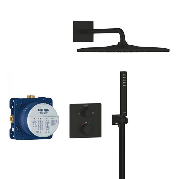 Grohe Precision Vitalio Rain Cube 310 komplet brusesystem t/indbygning - Mat sort