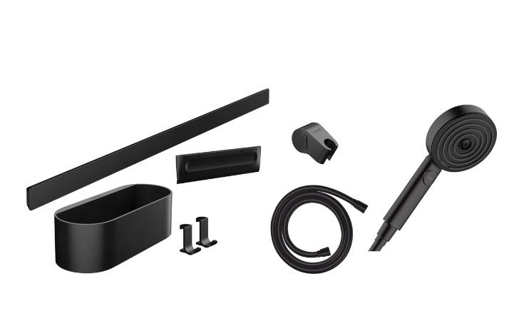 Hansgrohe WallStoris pakke inkl. h&aring;ndbruser - Mat sort