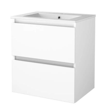 Sanibell Basicline m&oslash;bels&aelig;t 60 m/integrerede greb - Hvid h&oslash;jglans