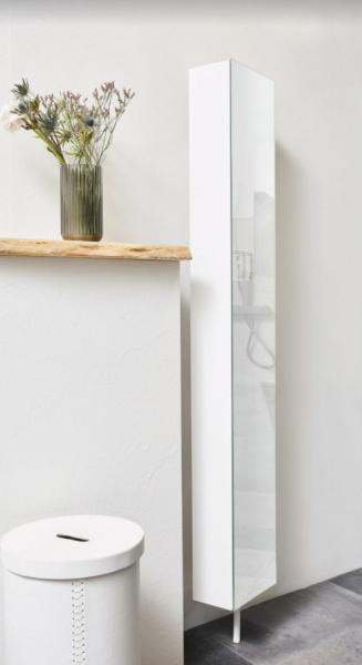 Cass&oslash;e drejeskab m/spejl og hylder - Mat hvid