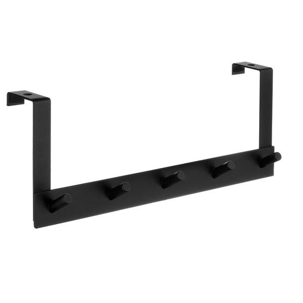 Beslagsboden knager&aelig;kke til d&oslash;r - 5 knager - Sort