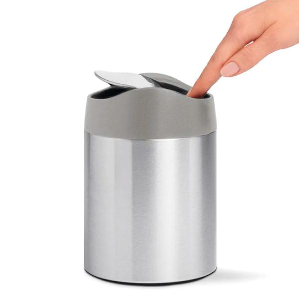 Simplehuman mini affaldsspand m/vippel&aring;g - B&oslash;rstet st&aring;l