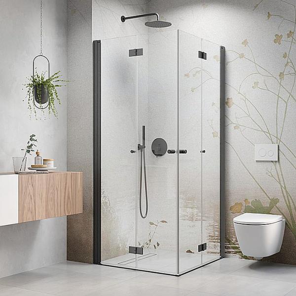 Str&oslash;mberg Noma 110 bruseniche m/folded&oslash;r - 80x80 cm - Klar glas/b&oslash;rstet gunmetal