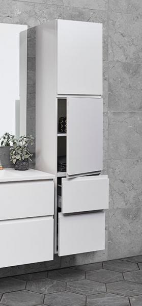 Cass&oslash;e Front h&oslash;jskab m/2 l&aring;ger og 2 skuffer - Venstreh&aelig;ngslet - Mat hvid