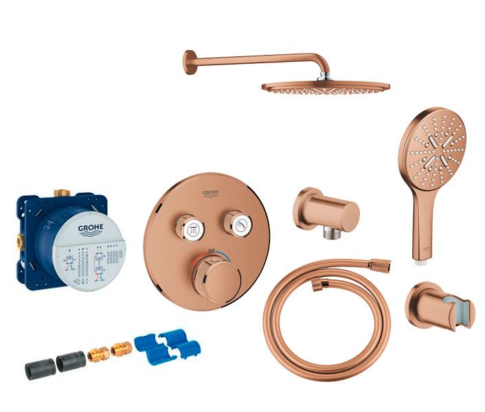 Grohe SmartControl komplet brusesystem m/Rainshower 310 og SmartActive til indbygning - B&oslash;rstet Warm Sunset
