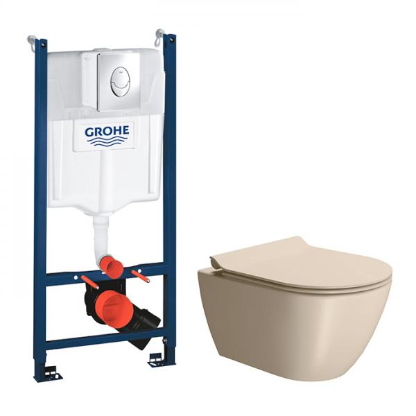 GSI Pura Creta 50 toiletpakke inkl. s&aelig;de m. softclose, cisterne og krom betjening