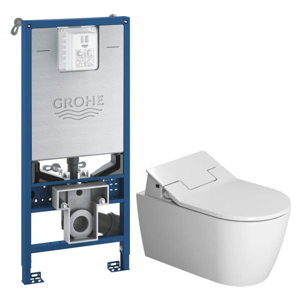 Duravit Me by Starck rimless komplet pakke inkl. SensoWash Slim bidets&aelig;de og Grohe SLX cisterne