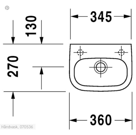 Duravit D-Code 36 h&aring;ndvask t/v&aelig;g - Venstre