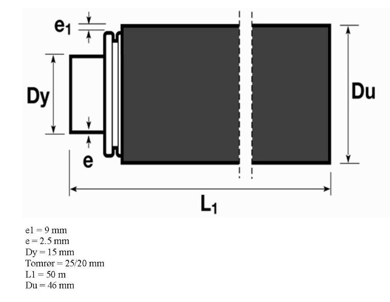 Wavin universal pexr&oslash;r i 15mm med tomr&oslash;r og 9 mm isolering - 50m