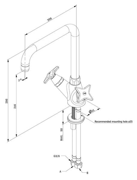 Toni k&oslash;kkenarmatur m/krydsgreb - Krom