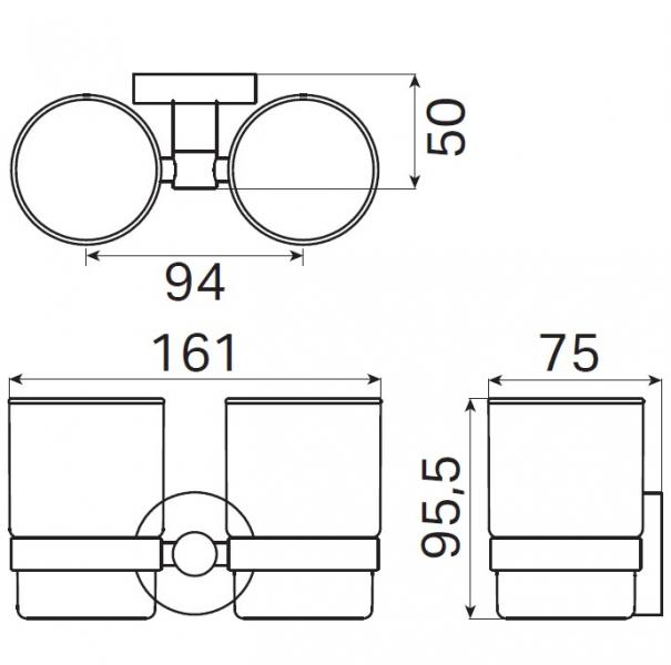 Kosmos dobbelt tandkrus t/v&aelig;g - B&oslash;rstet messing