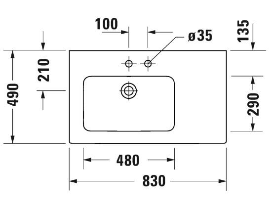 Duravit ME by Starck 83 m&oslash;belvask - Asymmetrisk - Wondergliss