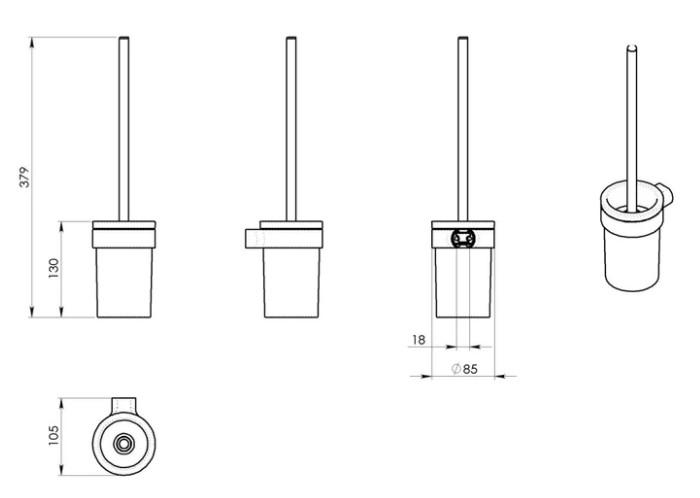 Hefe Piren toiletb&oslash;rste til v&aelig;g - Mat Hvid