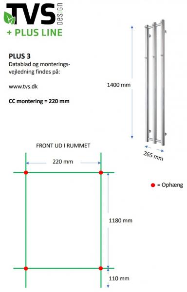 TVS Plus 3 h&aring;ndkl&aelig;det&oslash;rrer - 26,5x140 cm - Poleret messing/Guld