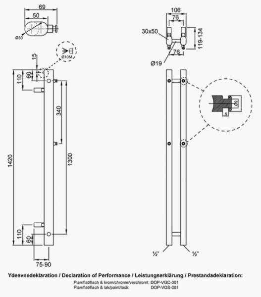 Kriss Vega h&aring;ndkl&aelig;det&oslash;rrer - 10,6x142 cm - Mat sort