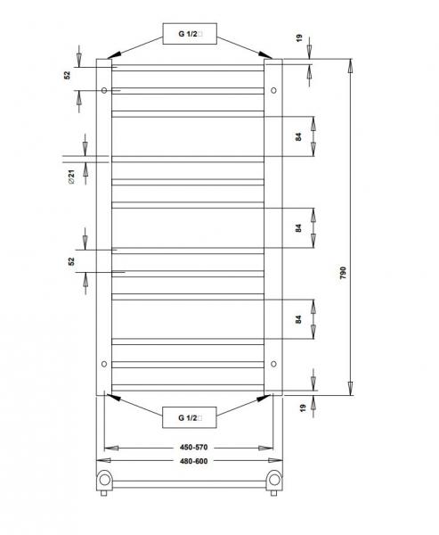 Str&oslash;mberg Fabero h&aring;ndkl&aelig;det&oslash;rrer t/fjernvarme - 48x79 cm - Hvid