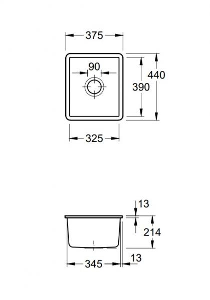 V&B Subway keramisk k&oslash;kkenvask t/underlimning - Stone White