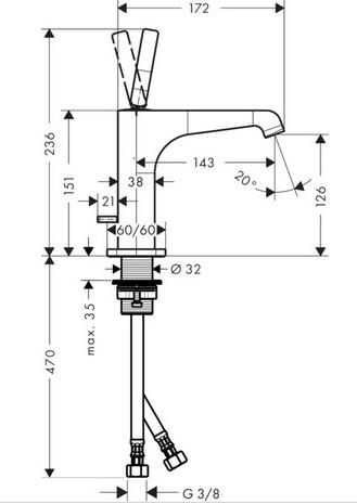 AXOR Citterio h&aring;ndvaskarmatur 125 m/l&oslash;ft-op ventil - B&oslash;rstet messing
