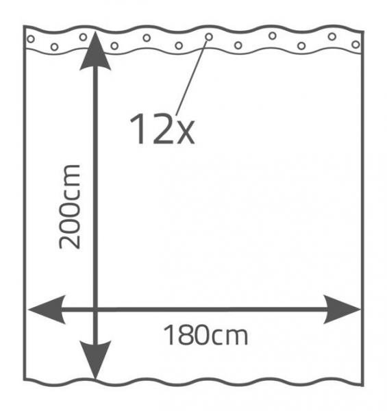 RIDDER Eco Tekstil badeforh&aelig;ng - 180 x 200 cm - Square hvid