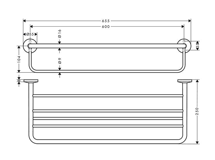 Axor Universal Circular h&aring;ndkl&aelig;dehylde m/h&aring;ndkl&aelig;destang - B&oslash;rstet r&oslash;dguld