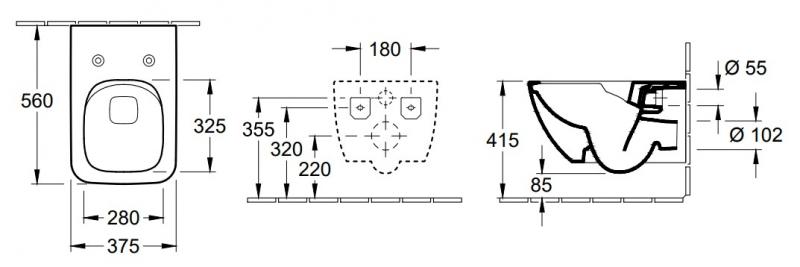 Villeroy & Boch Venticello v&aelig;gh&aelig;ngt toilet m/DirectFlush og s&aelig;de