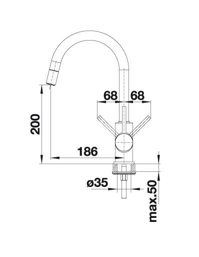 Blanco Mida-S k&oslash;kkenarmatur m/udtr&aelig;k - Vulkangr&aring;