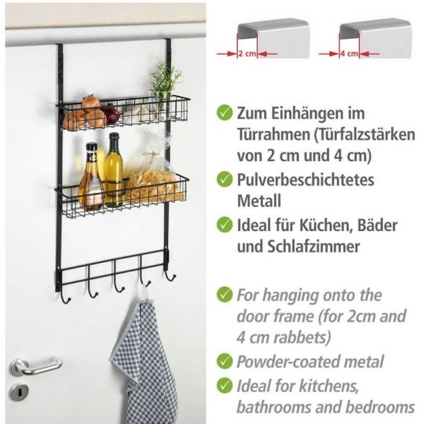 Wenko multifunktionel k&oslash;kkenhylde t/d&oslash;r eller l&aring;ge - Sort