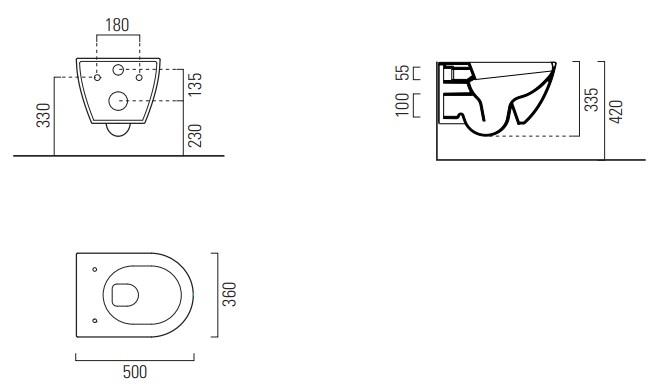 GSI Pura kompakt 50 v&aelig;gh&aelig;ngt toilet m/Extraglaze+