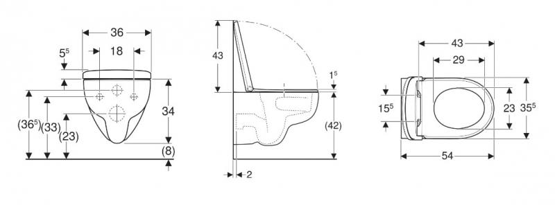 Geberit Renova v&aelig;gh&aelig;ngt toilet m/TurboFlush og toilets&aelig;de