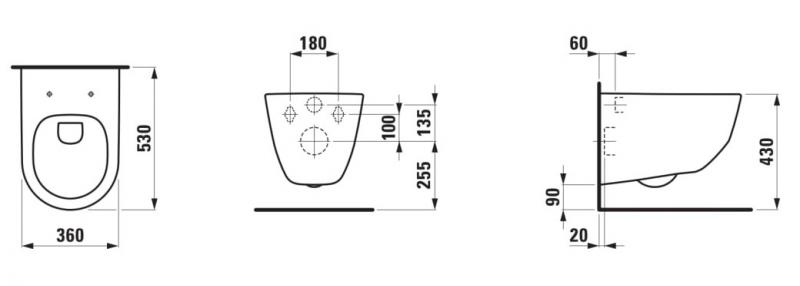 Laufen Pro Rimless v&aelig;gh&aelig;ngt toilet - Mat sort