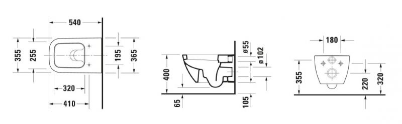 Duravit Happy D.2 54 v&aelig;gh&aelig;ngt toilet m/Durafix