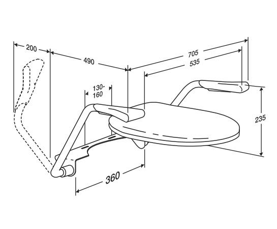 Pressalit TMA 1 armst&oslash;tte inkl. s&aelig;de til montering p&aring; toilet