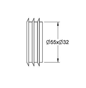 GROHE tilslutning 55mm til cisterne sort