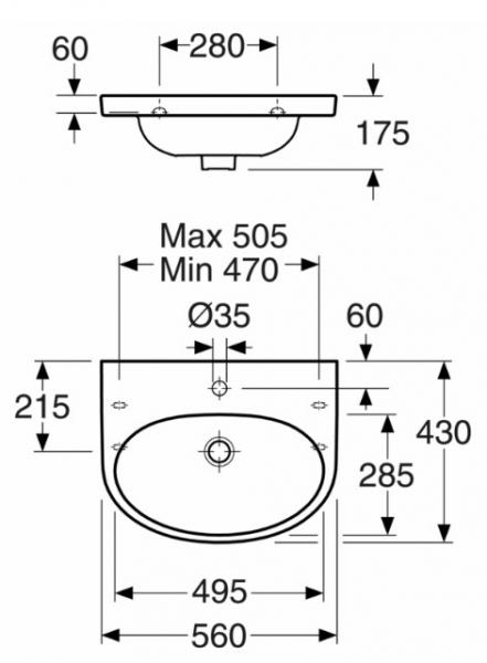 Gustavsberg Nautic 56 h&aring;ndvask t/v&aelig;g - 1 hanehul