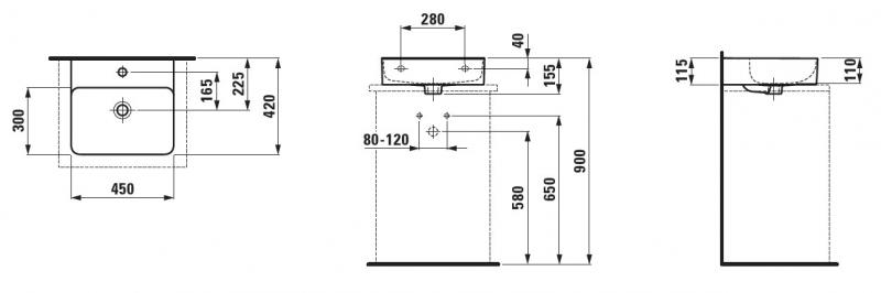 Laufen Val Compact 45 bowlevask op til v&aelig;g - 1 hanehul