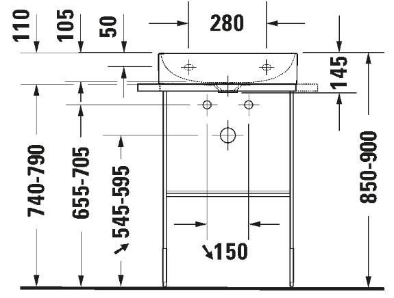 Duravit DuraSquare 50 stativ til h&aring;ndvask - Gulvst&aring;ende - Krom