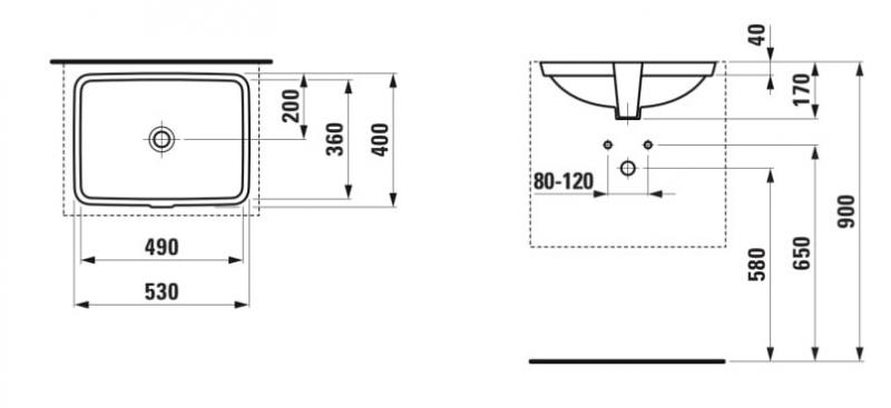 Laufen Pro S 49 h&aring;ndvask t/underlimning - Uden hanehul