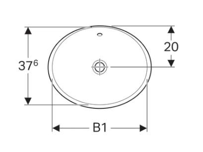 Geberit Variform 50 oval h&aring;ndvask t/nedf&aelig;ldning - Med overl&oslash;b