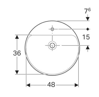 Geberit Variform 50 rund h&aring;ndvask t/delvis nedf&aelig;ldning - 1 hanehul